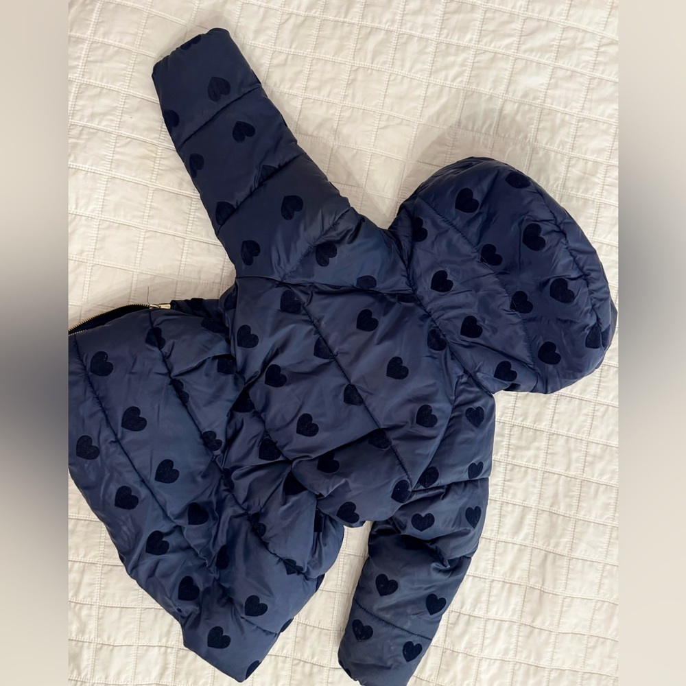 Jacadi Navy Heart Patterned Puffer Coat - Picture 12 of 14
